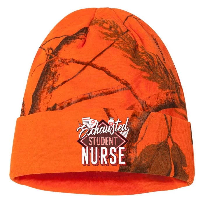 Nursing Exhausted Student Nurse Day Rn Np School Gift Kati - 12in Camo Beanie