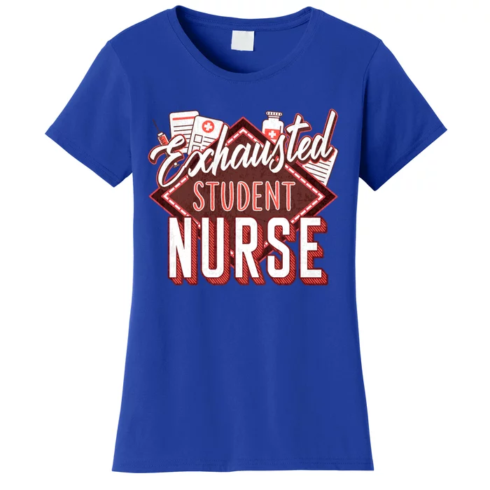 Nursing Exhausted Student Nurse Day Rn Np School Gift Women's T-Shirt