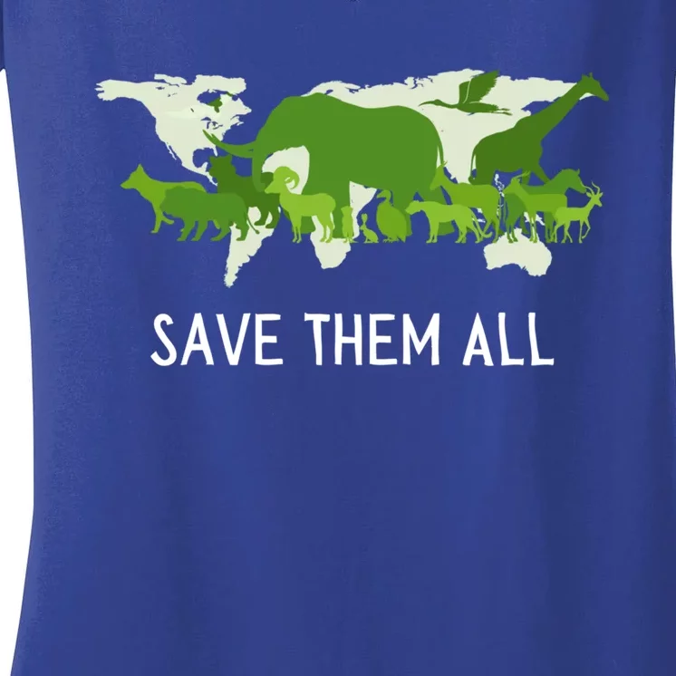 National Endangered Species Day Save Them World Animals Gift Women's V-Neck T-Shirt