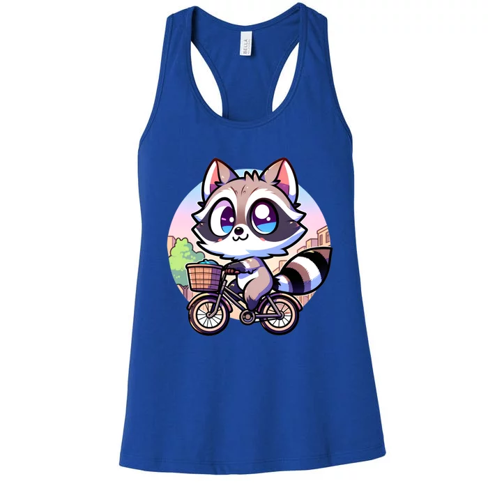 National Endangered Species Day Red Panda Riding A Bicycle Gift Women's Racerback Tank