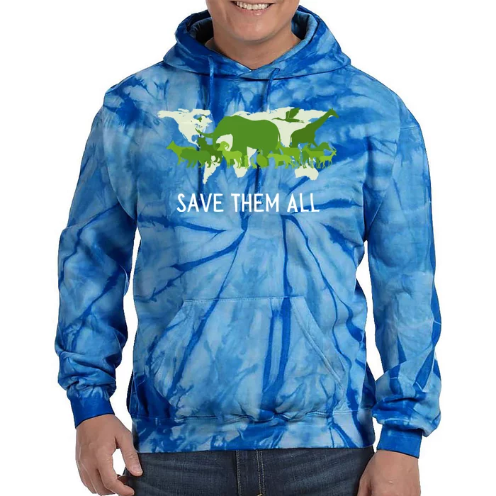 National Endangered Species Day Save Them World Animals Gift Tie Dye Hoodie