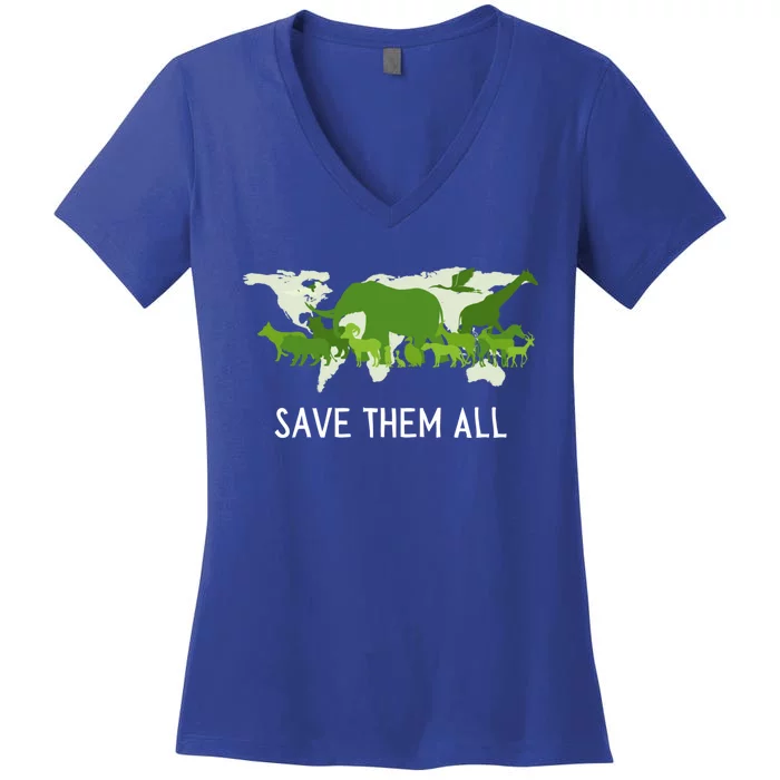 National Endangered Species Day Save Them World Animals Gift Women's V-Neck T-Shirt