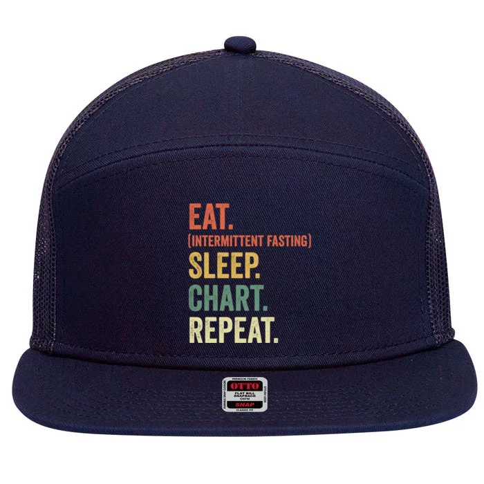 Nurse Eat Sleep Chart Repeat Funny Nursing School Student Gift 7 Panel Mesh Trucker Snapback Hat