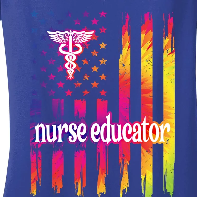 Nurse Educator Us Flag Nursing Education Great Gift Women's V-Neck T-Shirt