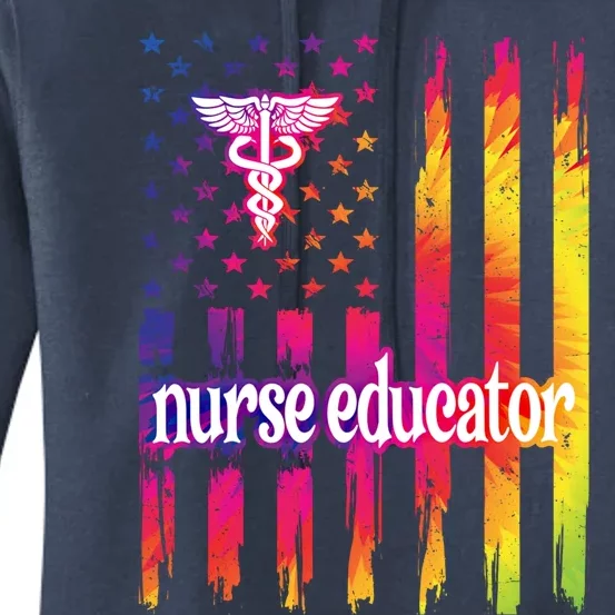 Nurse Educator Us Flag Nursing Education Great Gift Women's Pullover Hoodie