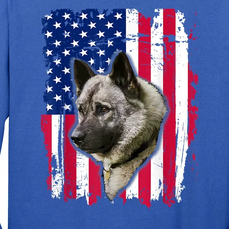 Norwegian Elkhound US Flag 4th Of July Long Sleeve Shirt