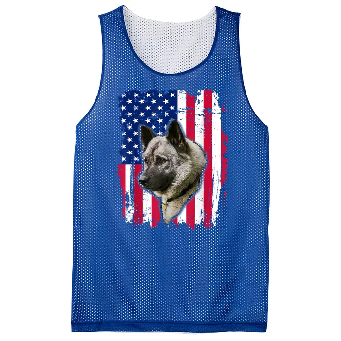 Norwegian Elkhound US Flag 4th Of July Mesh Reversible Basketball Jersey Tank