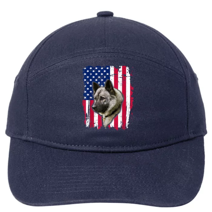 Norwegian Elkhound US Flag 4th Of July 7-Panel Snapback Hat