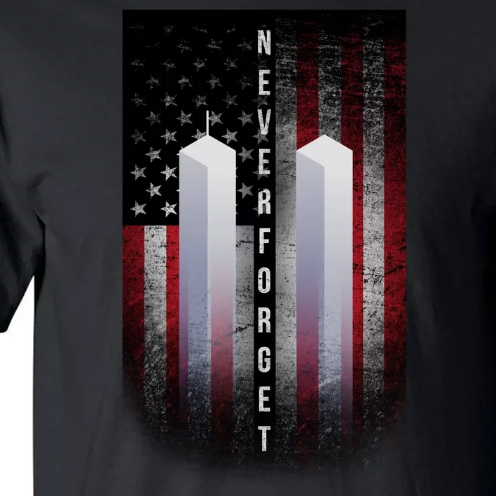 Never forget 9-11 Twin Towers American Flag Tall T-Shirt