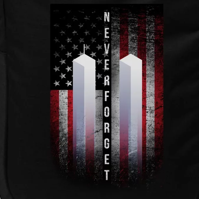 Never forget 9-11 Twin Towers American Flag Impact Tech Backpack