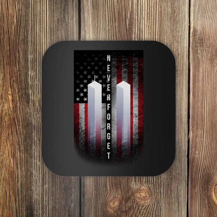 Never forget 9-11 Twin Towers American Flag Coaster