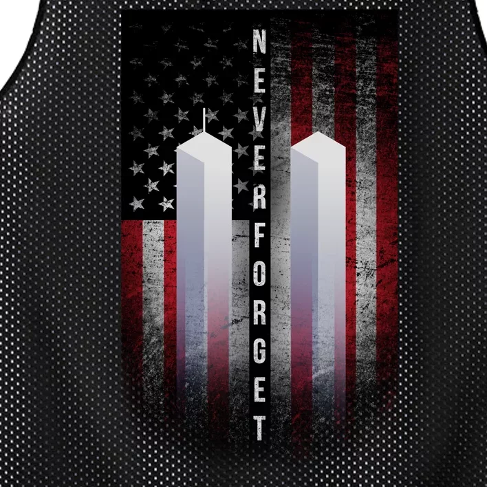 Never forget 9-11 Twin Towers American Flag Mesh Reversible Basketball Jersey Tank