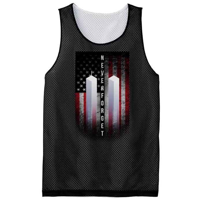 Never forget 9-11 Twin Towers American Flag Mesh Reversible Basketball Jersey Tank