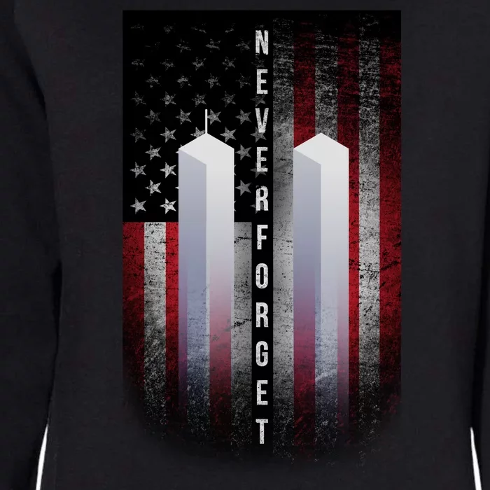 Never forget 9-11 Twin Towers American Flag Womens California Wash Sweatshirt