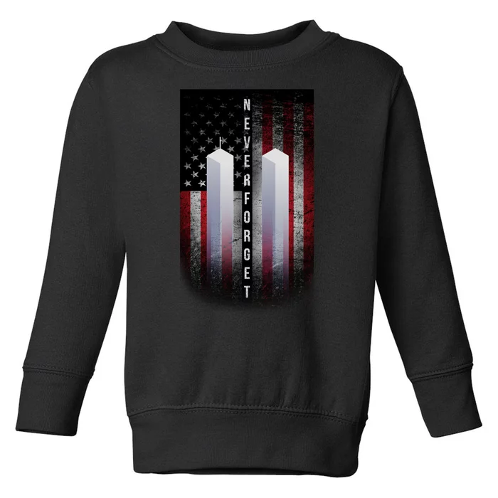 Never forget 9-11 Twin Towers American Flag Toddler Sweatshirt