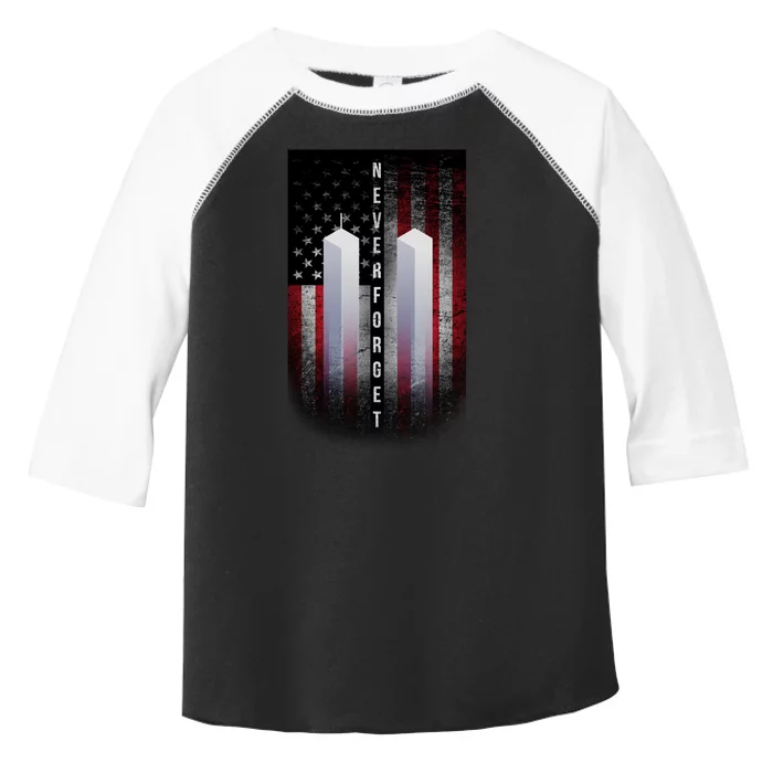 Never forget 9-11 Twin Towers American Flag Toddler Fine Jersey T-Shirt