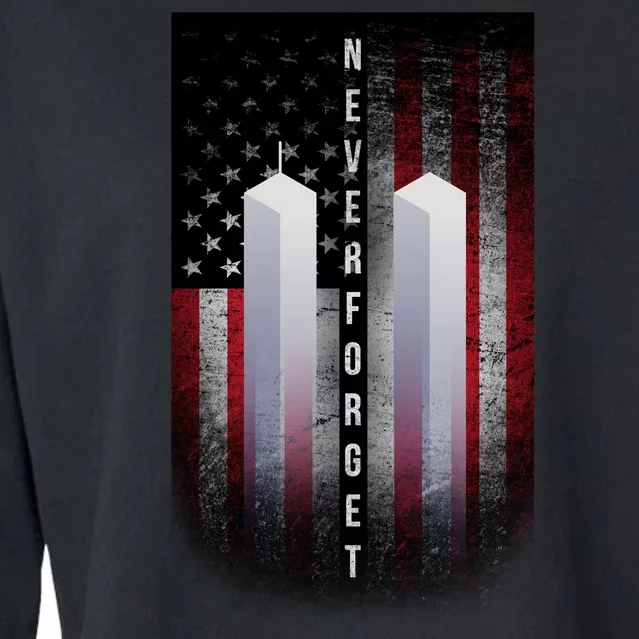 Never forget 9-11 Twin Towers American Flag Cropped Pullover Crew