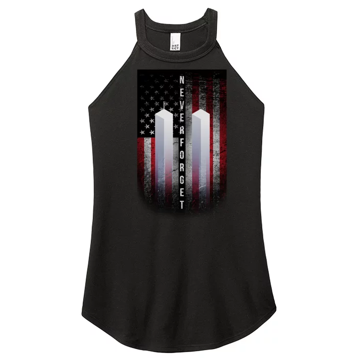 Never forget 9-11 Twin Towers American Flag Women’s Perfect Tri Rocker Tank