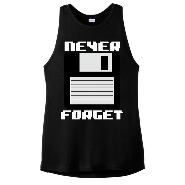 Never Forget Floppy Disc Retro Ladies Tri-Blend Wicking Tank