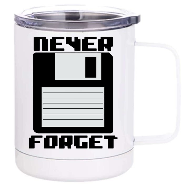 Never Forget Floppy Disc Retro Front & Back 12oz Stainless Steel Tumbler Cup