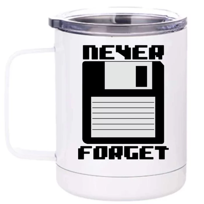 Never Forget Floppy Disc Retro Front & Back 12oz Stainless Steel Tumbler Cup