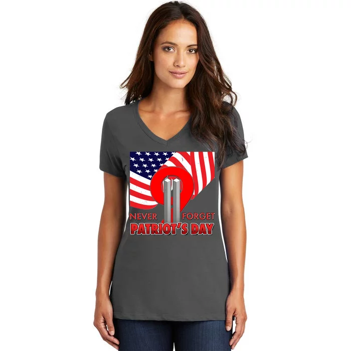 Never Forget Patriot Day 911 Women's V-Neck T-Shirt