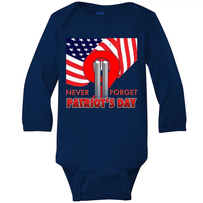 Never Forget Patriot Day 911 Baby Long Sleeve Bodysuit