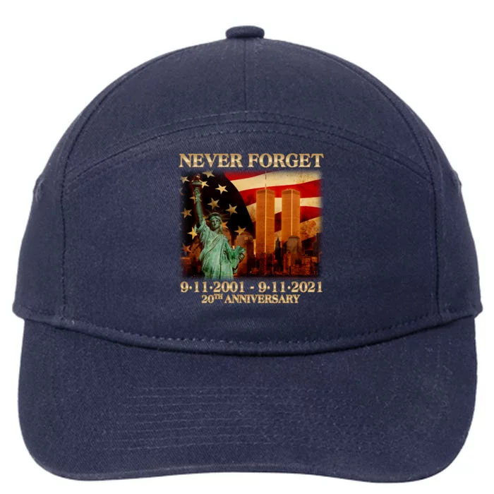 Never Forget September 11 9/11 20th Anniversary 7-Panel Snapback Hat