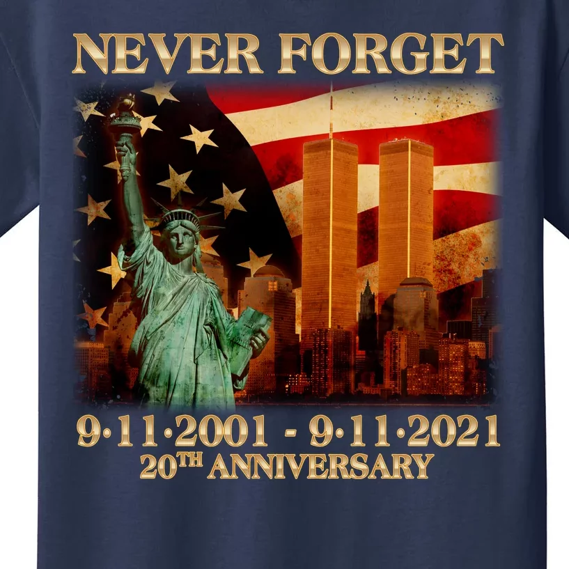 Never Forget September 11 9/11 20th Anniversary Kids T-Shirt