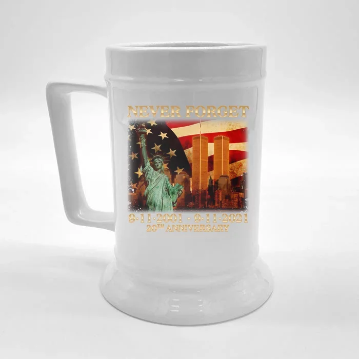 Never Forget September 11 9/11 20th Anniversary Front & Back Beer Stein