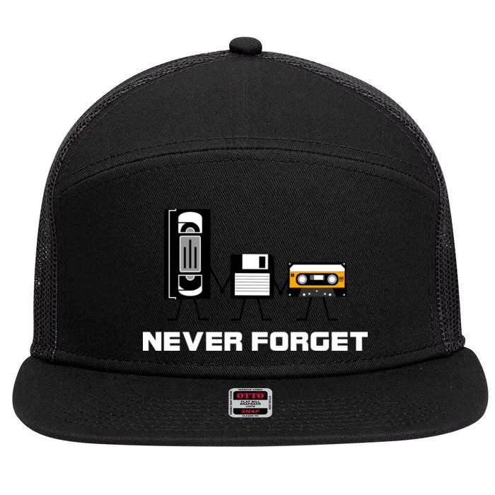 Never Forget Vintage Tapes 7 Panel Mesh Trucker Snapback Hat