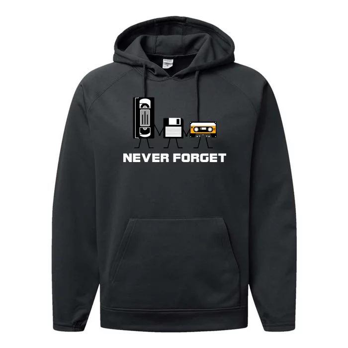 Never Forget Vintage Tapes Performance Fleece Hoodie