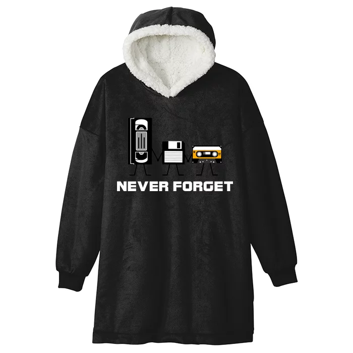 Never Forget Vintage Tapes Hooded Wearable Blanket