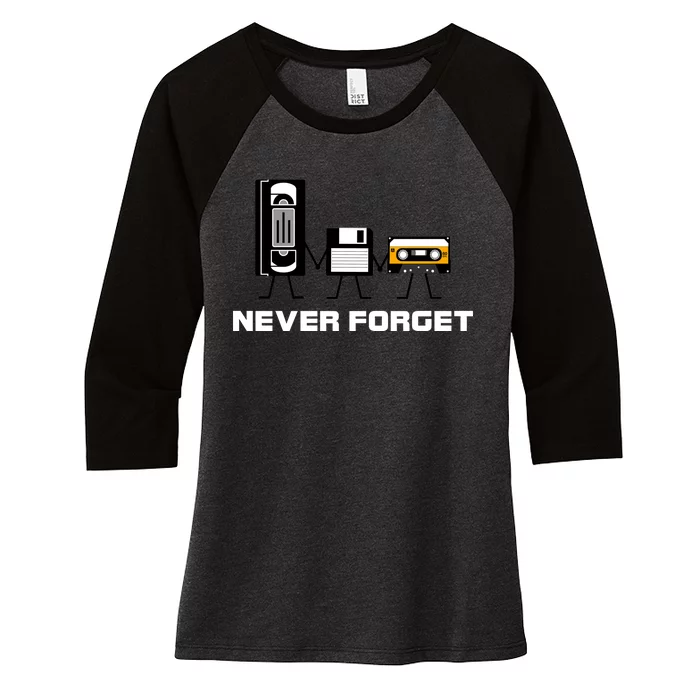 Never Forget Vintage Tapes Women's Tri-Blend 3/4-Sleeve Raglan Shirt