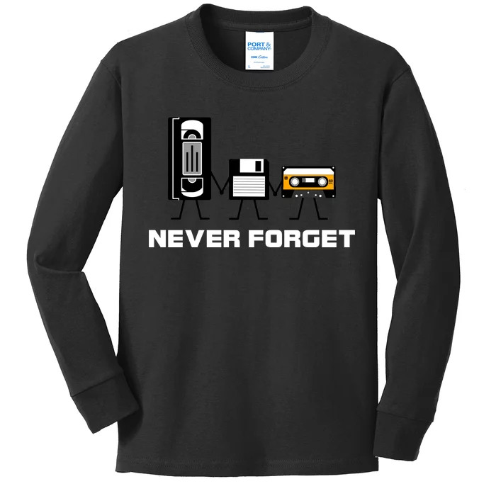 Never Forget Vintage Tapes Kids Long Sleeve Shirt