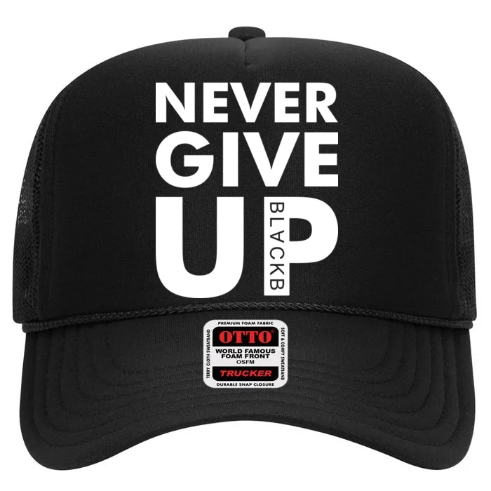 Never Give Up Black Liverpool High Crown Mesh Trucker Hat