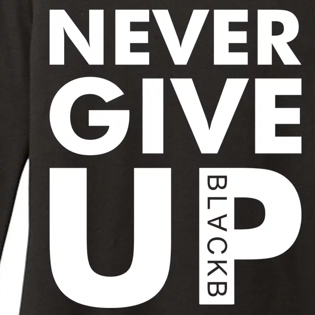 Never Give Up Black Liverpool Womens CVC Long Sleeve Shirt