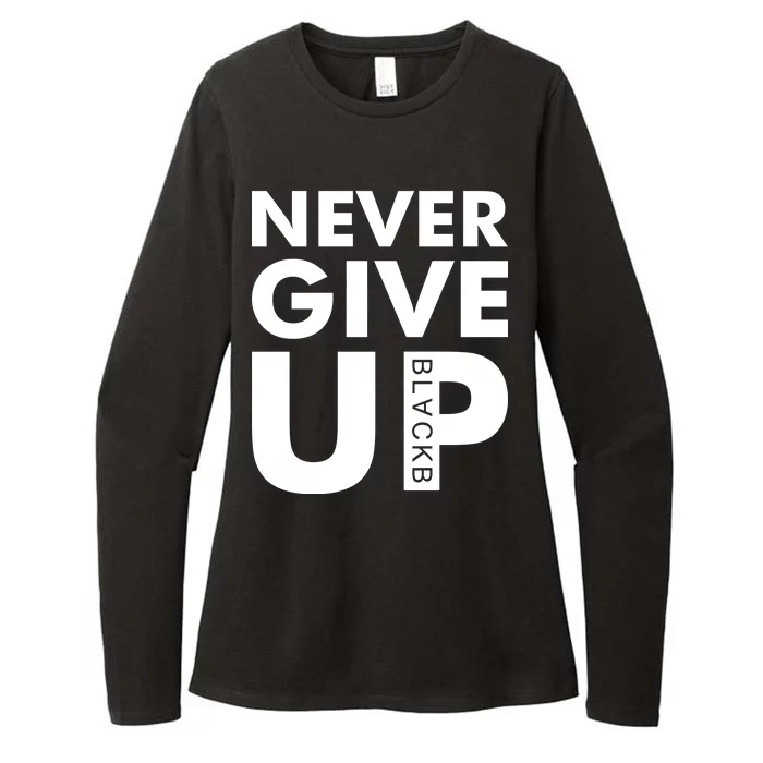 Never Give Up Black Liverpool Womens CVC Long Sleeve Shirt