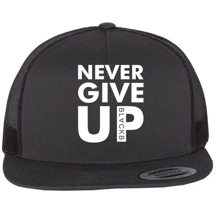 Never Give Up Black Liverpool Flat Bill Trucker Hat