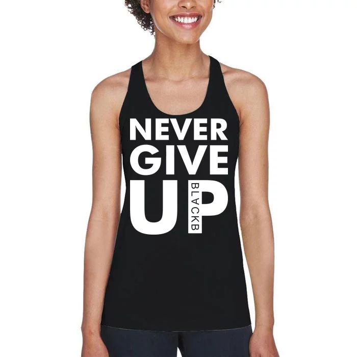 Never Give Up Black Liverpool Women's Racerback Tank