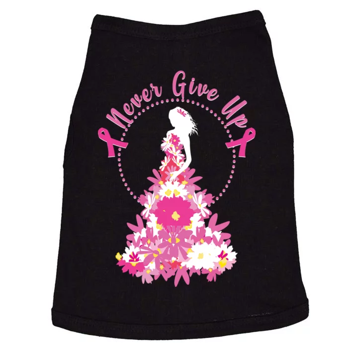 Never Give Up Breast Cancer Awareness Floral Doggie Tank