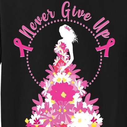 Never Give Up Breast Cancer Awareness Floral Sweatshirt