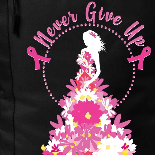 Never Give Up Breast Cancer Awareness Floral Daily Commute Backpack