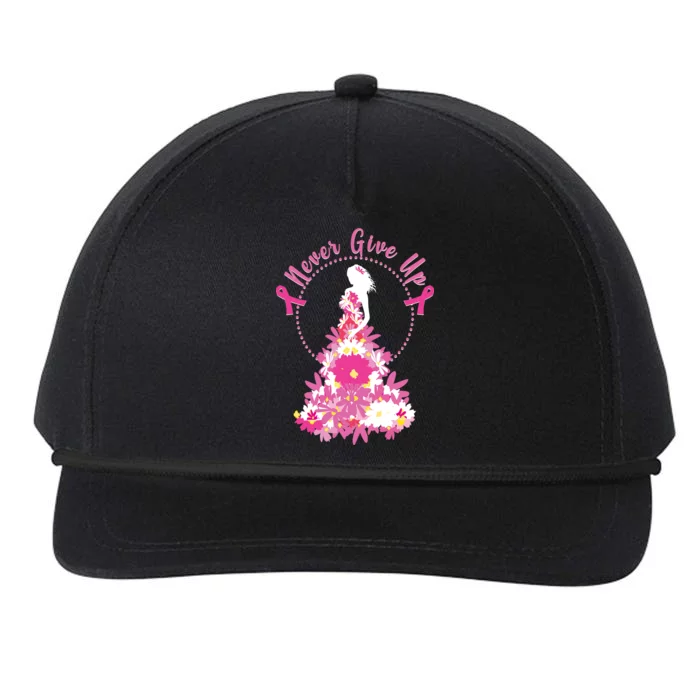 Never Give Up Breast Cancer Awareness Floral Snapback Five-Panel Rope Hat