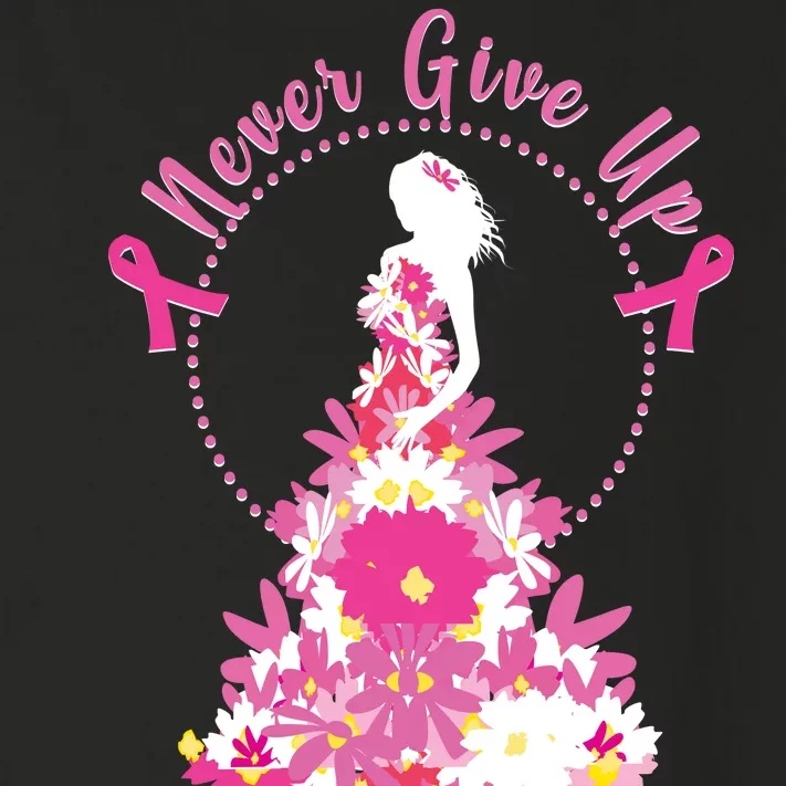 Never Give Up Breast Cancer Awareness Floral Toddler Long Sleeve Shirt