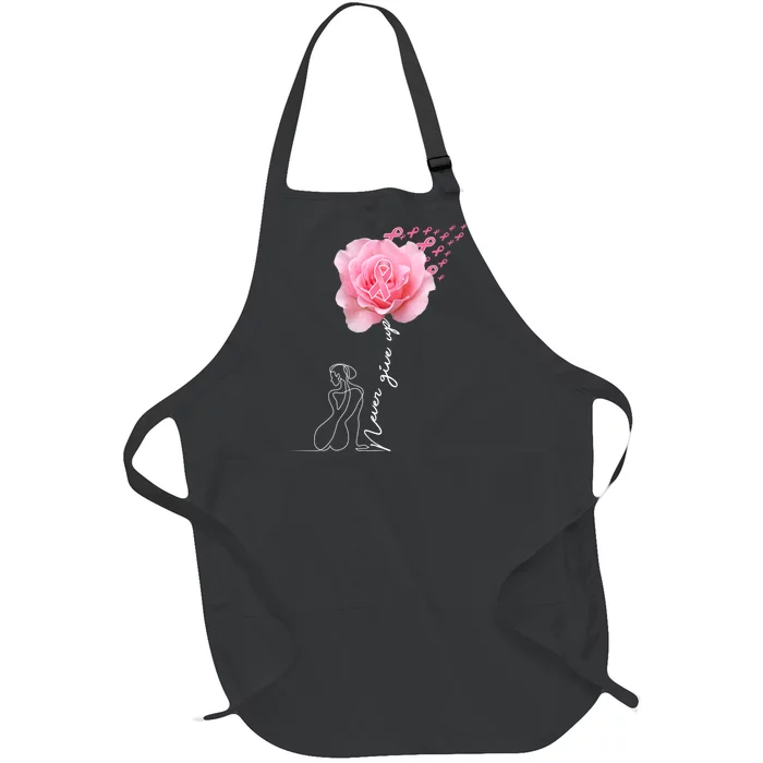 Never Give Up Breast Cancer Rose Full-Length Apron With Pocket