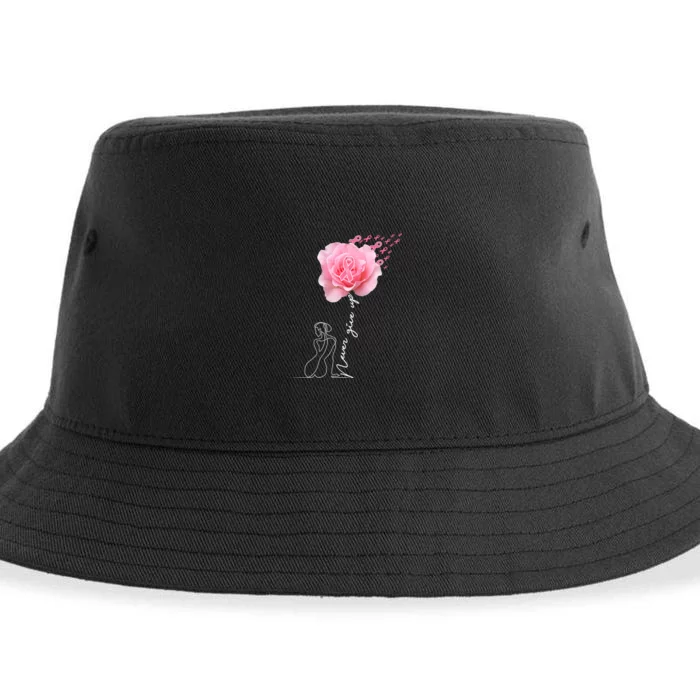 Never Give Up Breast Cancer Rose Sustainable Bucket Hat