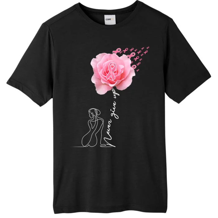 Never Give Up Breast Cancer Rose ChromaSoft Performance T-Shirt