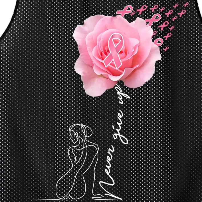 Never Give Up Breast Cancer Rose Mesh Reversible Basketball Jersey Tank