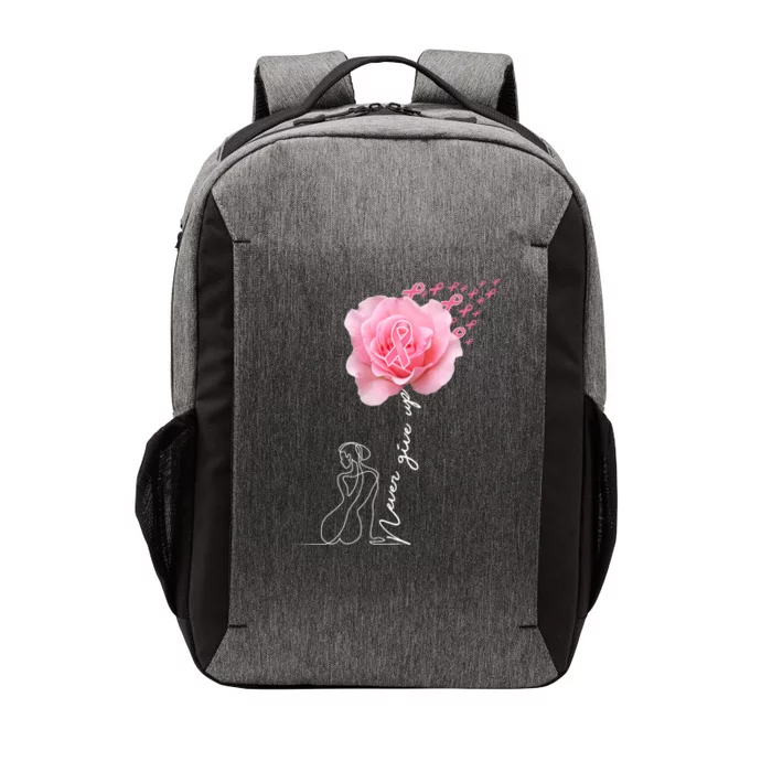 Never Give Up Breast Cancer Rose Vector Backpack